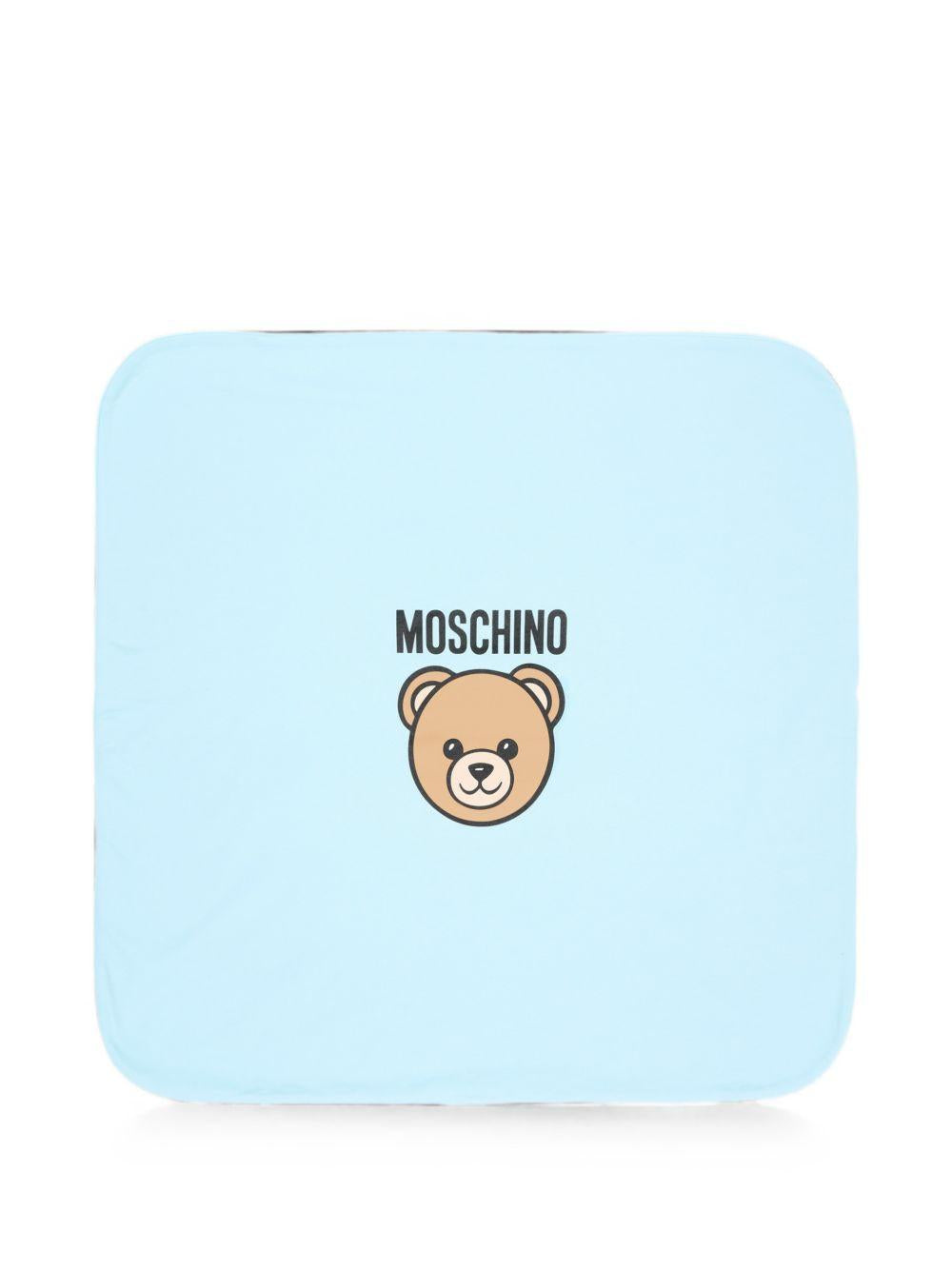 Coperta per neonato Moschino Kids azzurro con dettaglio Teddy Bear MUB00OLCA40 40304 MOSCHINO KIDS 