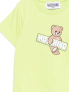 T-shirt per neonati Moschino Kids verde con stampa Teddy Bear MOM031LFA07 30355 MOSCHINO KIDS 