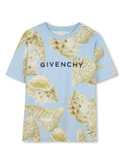 T-shirt con stampa conchiglie per bambino Givenchy Kids azzurro con trama jersey H30730 Z40 GIVENCHY KIDS 