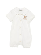 Tutina per neonati Moschino Kids bianca con applicazione Teddy Bear MUY08YLAA55 10063 MOSCHINO KIDS 