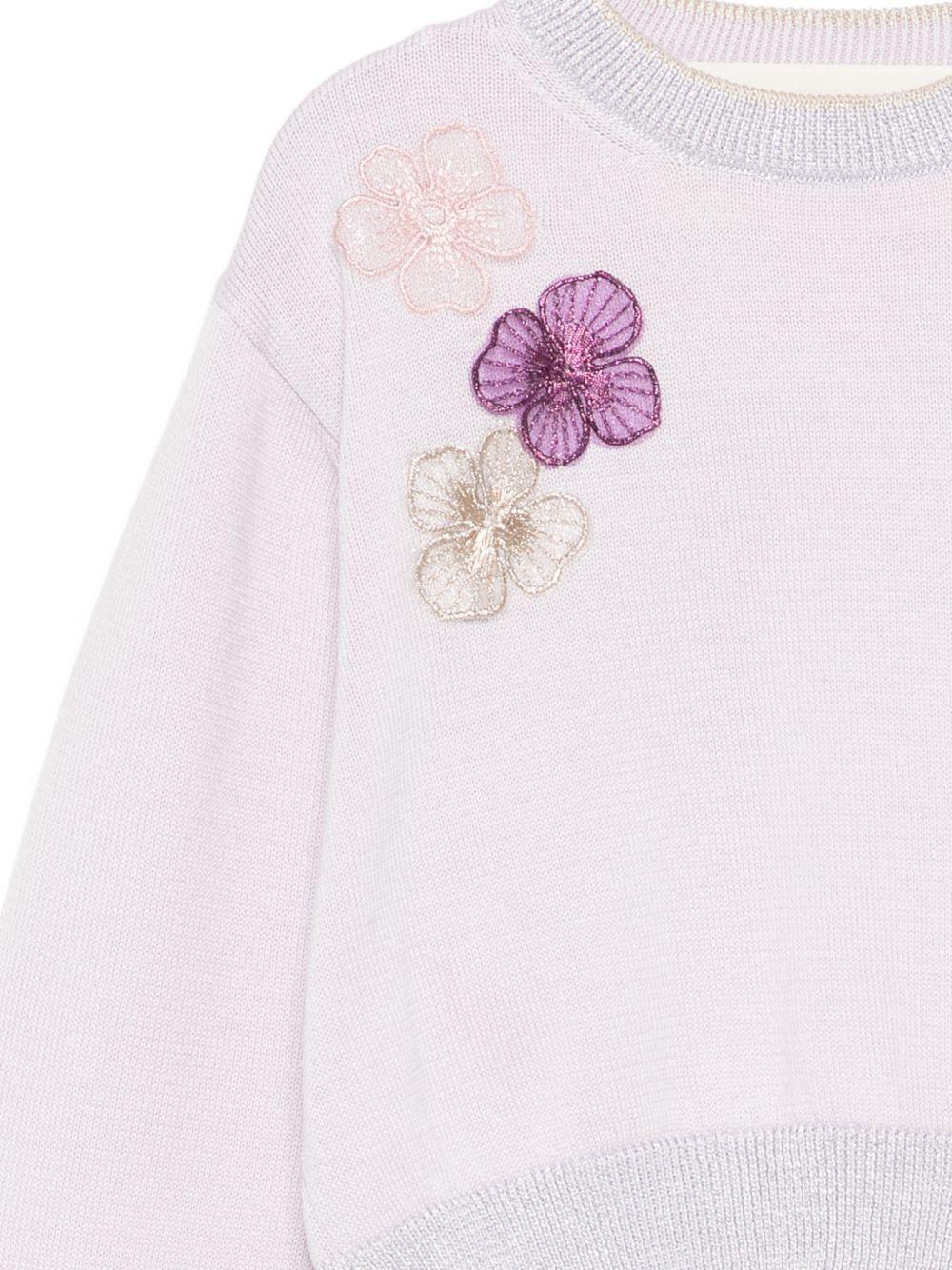 Maglione per bambina Simonetta lilla con applicazioni floreali SY9A20 X0018 545 SIMONETTA KIDS 