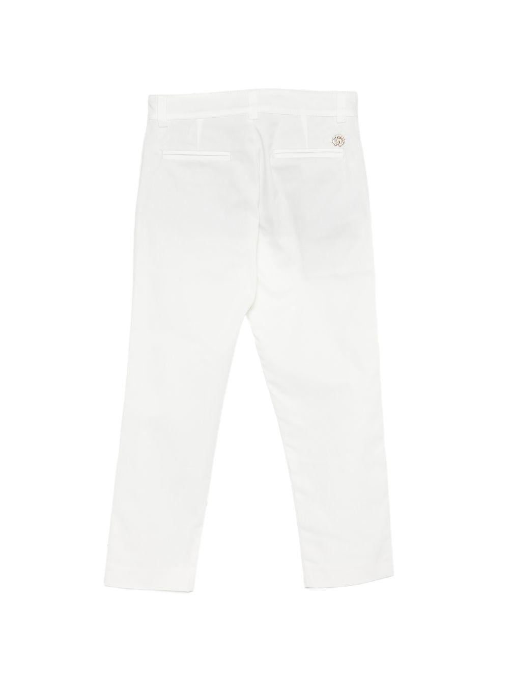 Pantaloni per bambino Roberto Cavalli Kids bianco con placca con logo CBP26002PA WHITE ROBERTO CAVALLI KIDS 