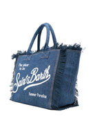 Borsa Vanity MC2 Saint Barth denim con dettaglio frange VANI001 00431L MC2 ST. BARTH KIDS 