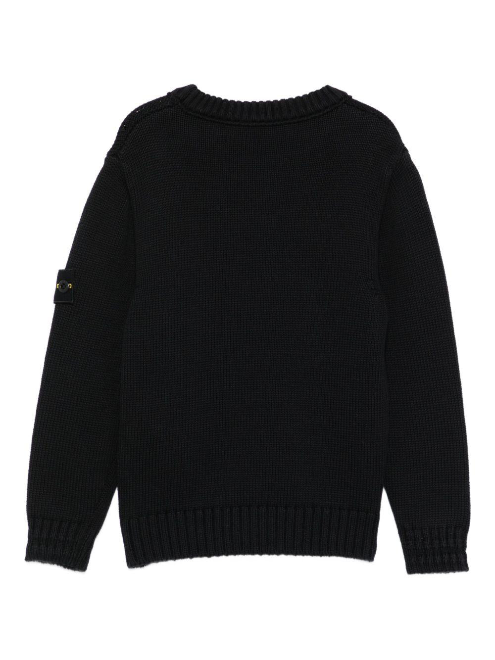 Maglione per bambino Stone Island Junior nero con logo K2S165100019S01A2 V0029 STONE ISLAND JUNIOR 