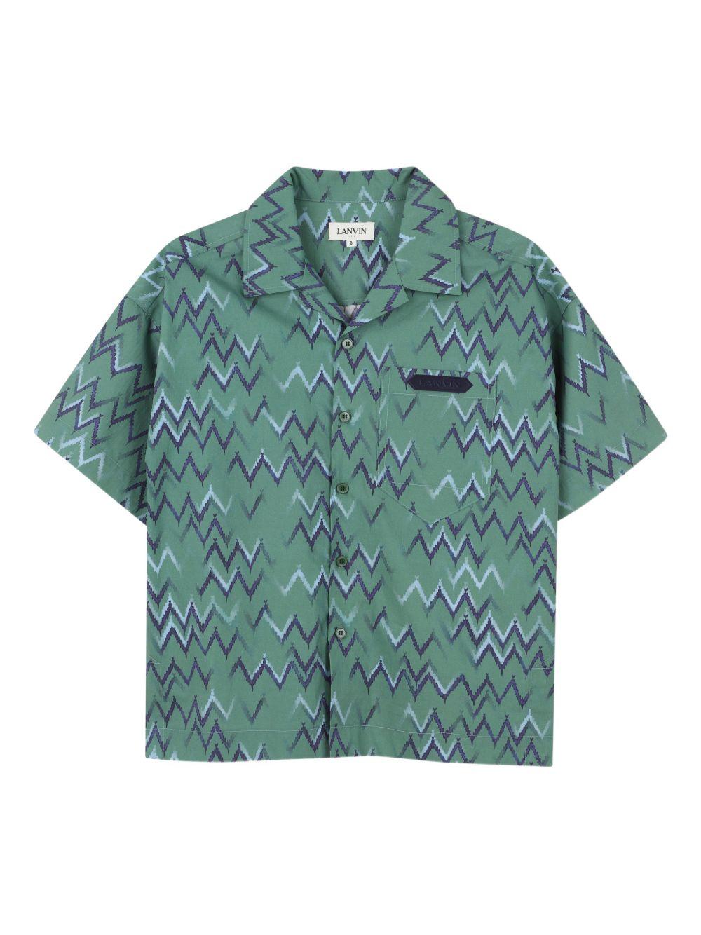 Camicia per bambino Lanvin Enfant verde con motivo a zigzag N30392 U58 LANVIN KIDS 