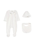 Set tutina, bavaglino e cappellino per neonata Chloé Kids bianco con colletto arricciato C20926 117 CHLOE' KIDS 