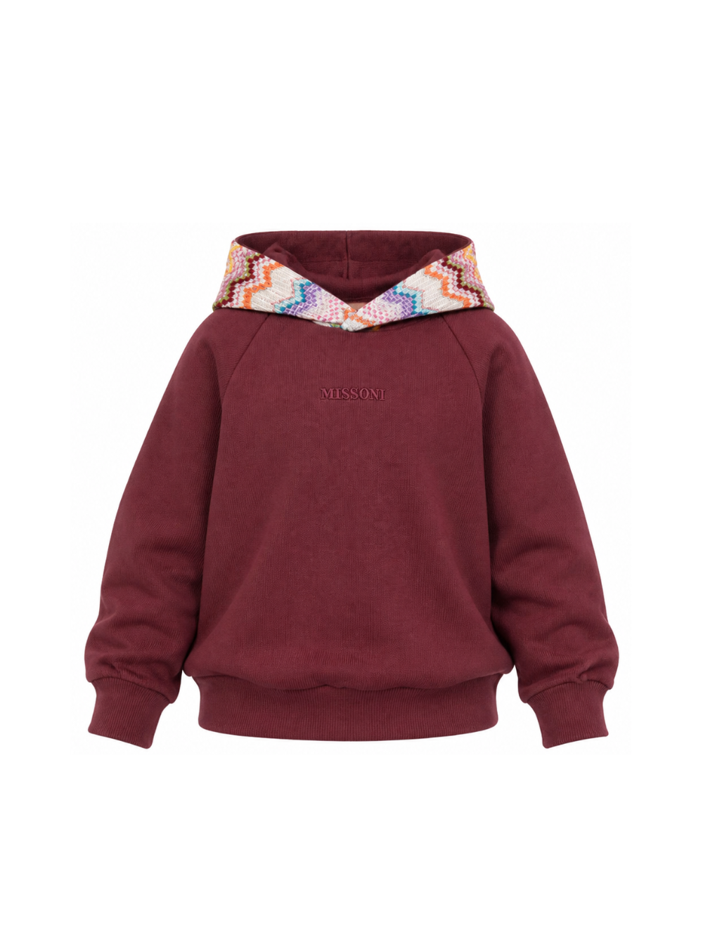 Felpa per bambina Missoni Kids bordeaux con cappuccio con motivo a zigzag MZ4A00 Z3183 530 MISSONI KIDS 