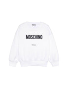 Felpa per bambino Moschino Kids bianca con logo sul davanti HUF09NLCA32 10101 MOSCHINO KIDS 