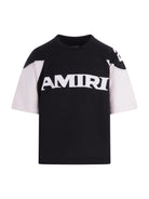 T-shirt per bambino Amiri Kids nero con logo sul davanti ACTOJR1002 001 AMIRI KIDS 