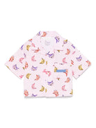 Camicia con stampa banane per bambina Palm Angels Kids rosa con rifinitura con ruches PGGG001S25FAB001 3B42 PALM ANGELS KIDS 