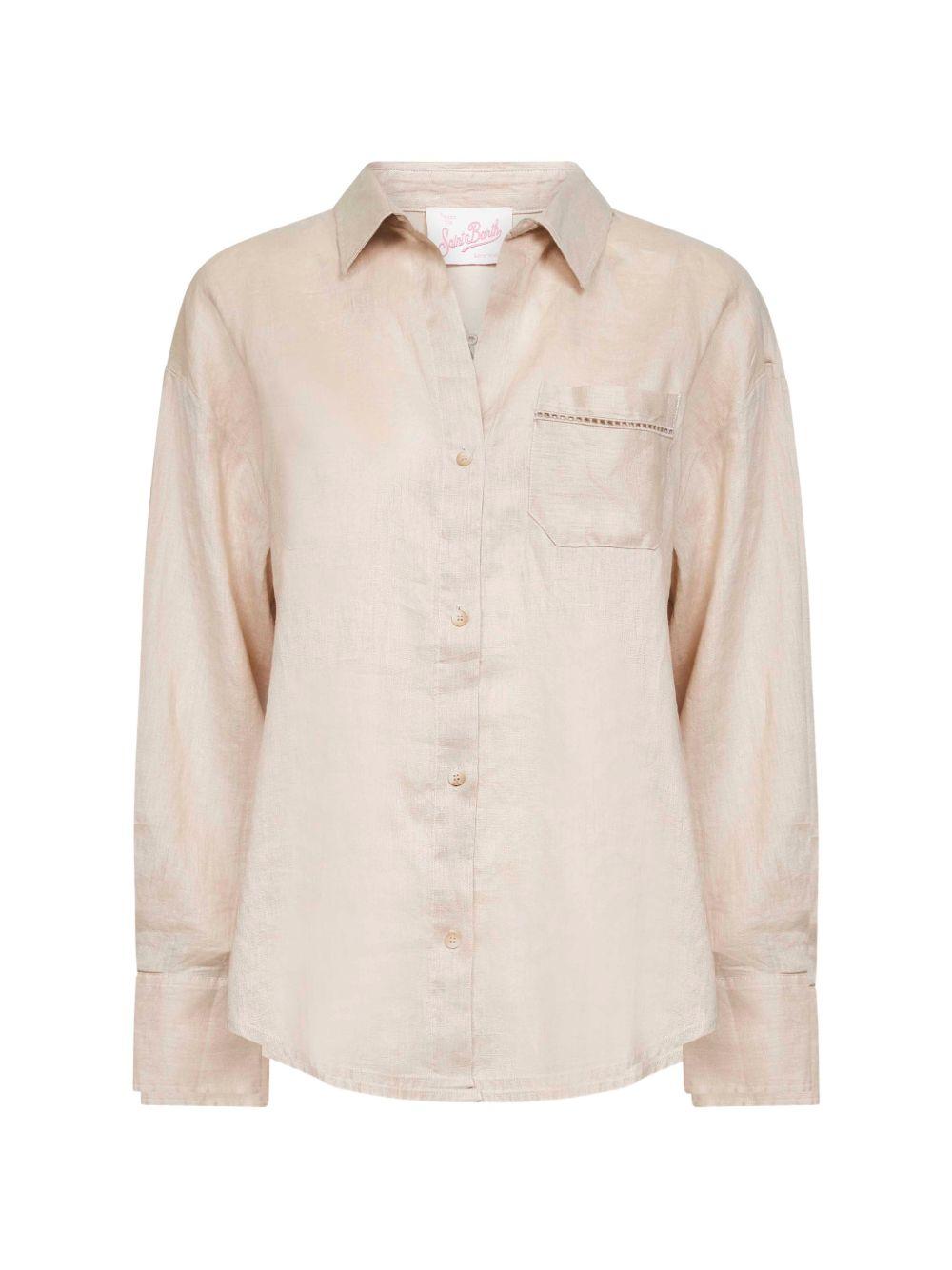 Camicia da donna MC2 Saint Barth beige con taschino sul davanti CYS0002 08194L MC2 ST. BARTH 