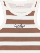Canotta da donna MC2 Saint Barth bianco e marrone con motivo a righe AAD001 02675L MC2 ST. BARTH 