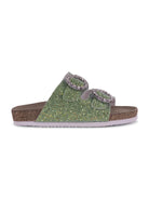 Slippers per bambina Monnalisa verde con fibbia 87G005 7714 G020 MONNALISA KIDS 