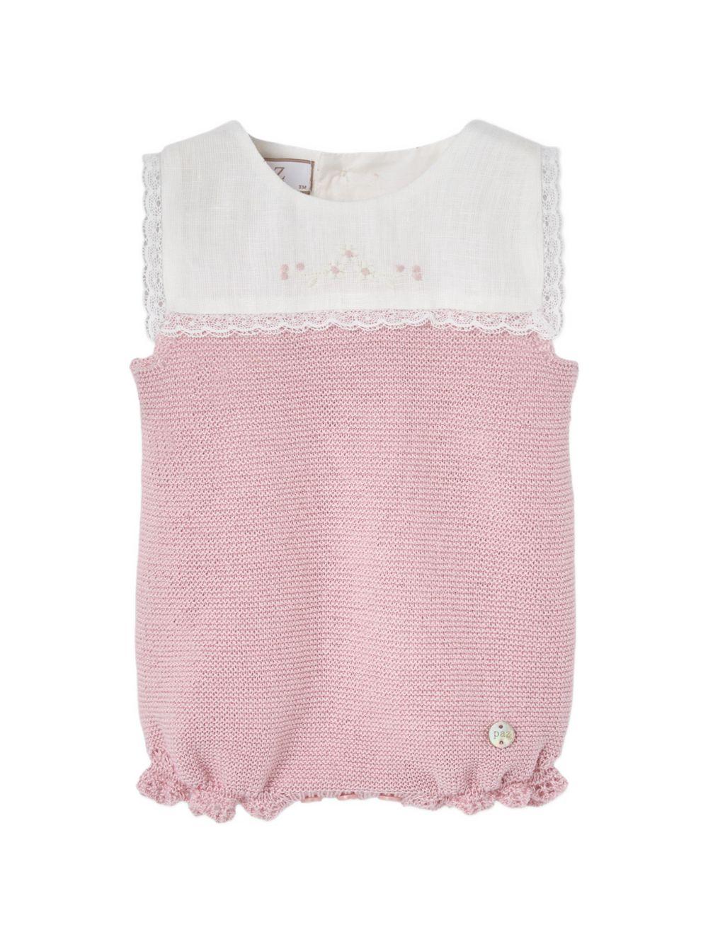 Body per neonata Paz Rodriguez rosa con bordo in pizzo 022-123257 37 PaZ RODRIGUEZ KIDS 