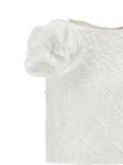 Set per bambina top e gonna Monnalisa bianca con applicazioni a fiore 71G501 7305 0001 MONNALISA KIDS 