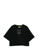T-shirt per bambina Off-White Kids nera con logo sul davanti 44GAA019S26J002 001 OFF WHITE KIDS 