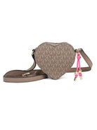 Borsa a spalla per bambina Michael Kors Kids beige a forma di cuore con monogramma R30646 215 MICHAEL KORS KIDS 