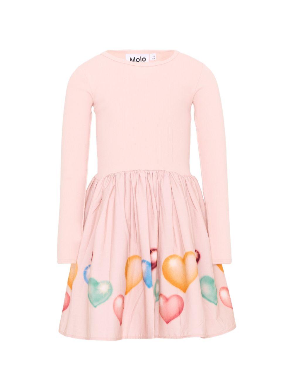Vestito per bambina Molo Kids rosa con stampa grafica cuori 2W26E203 5745 MOLO KIDS 