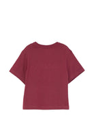T-shirt per bambino Lanvin Kids bordeaux con logo ricamato N30397 955 LANVIN KIDS 