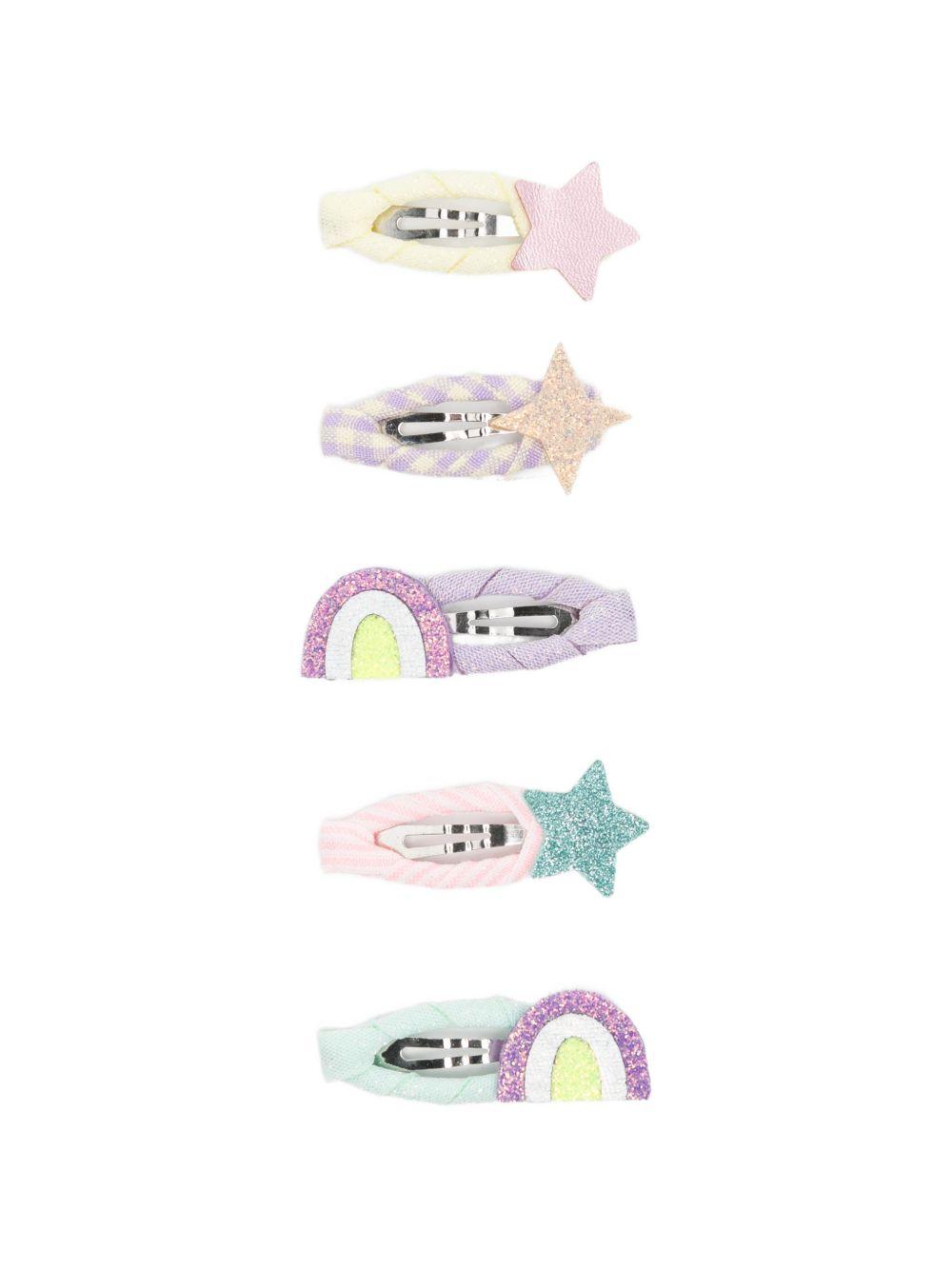 Set cinque fermagli per bambina Mimi & Lula multicolore con design stelle e arcobaleni glitterati 182015-23 RAINBOW MIMI & LULA KIDS 
