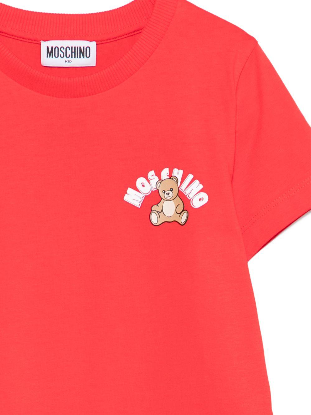 T-shirt per bambini Moschino Kids rossa con stampa Teddy Bear HWM058LAA01 50109 MOSCHINO KIDS 