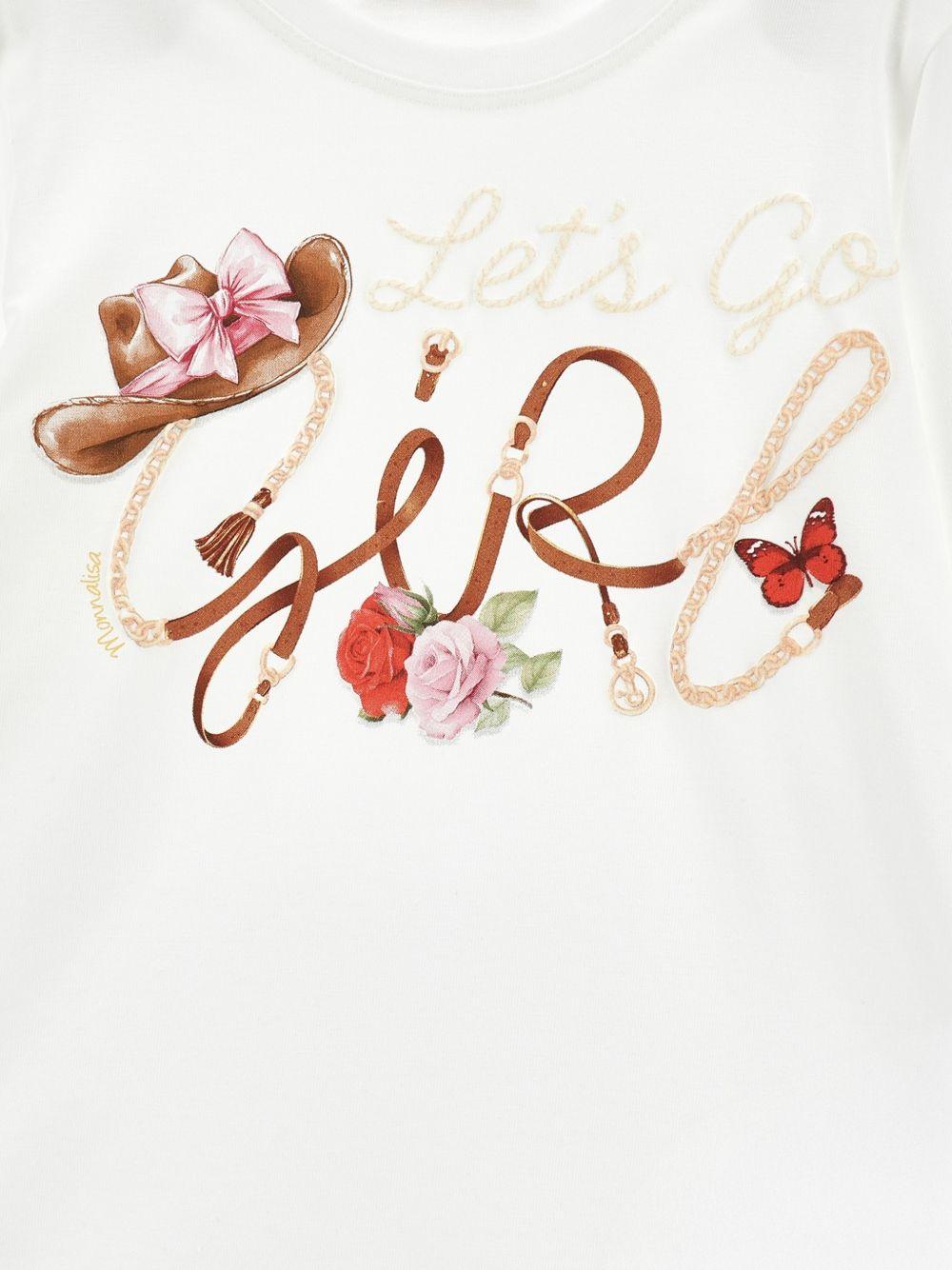 T-shirt per bambina Monnalisa Kids bianca con stampa grafica sul davanti 11H612 8201 0001 MONNALISA KIDS 