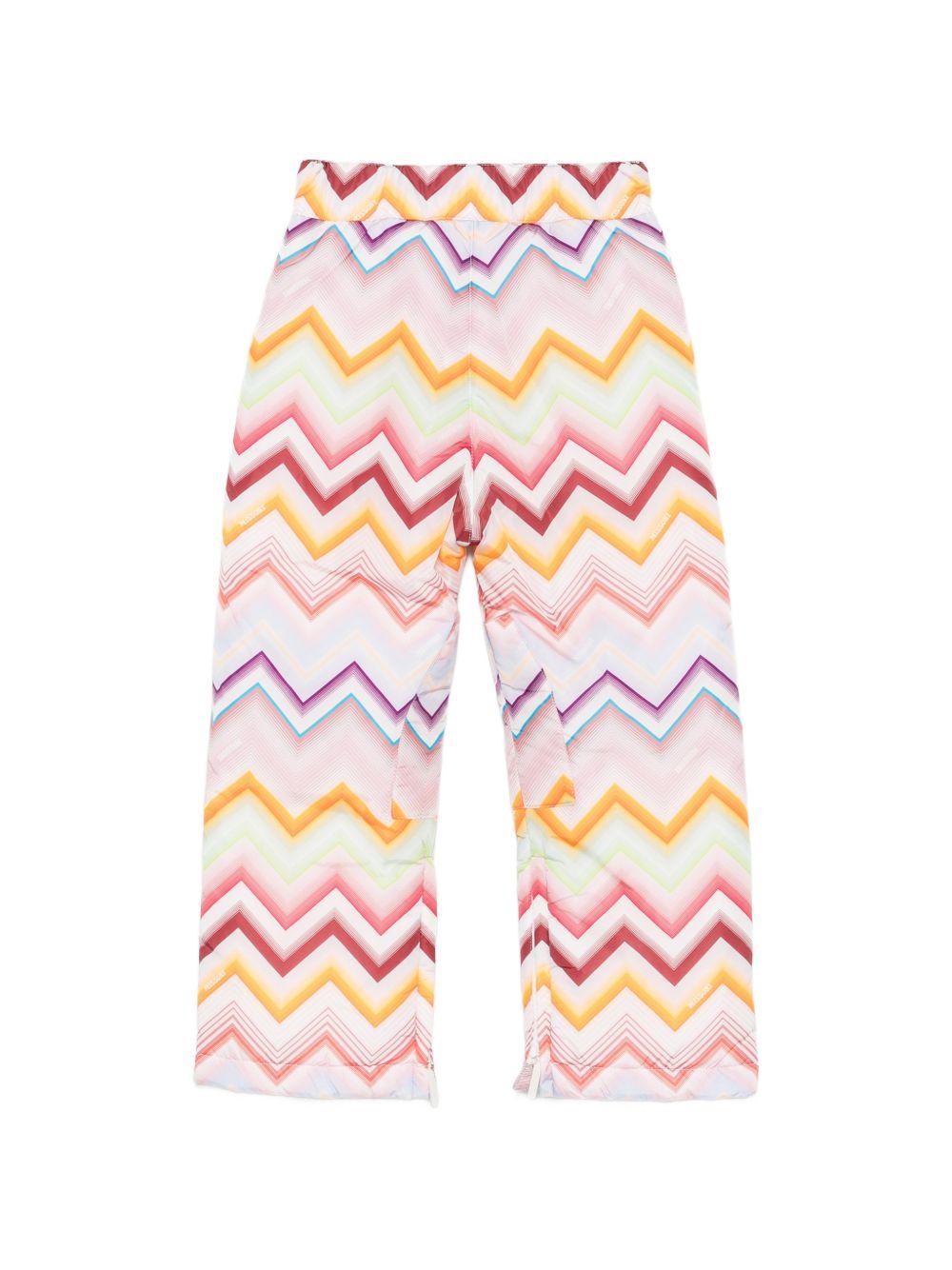Pantaloni affusolati per bambina Missoni Kids multicolore con stampa a zigzag MZ6A70 N0443 999 MISSONI KIDS 