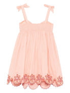 Abito per bambina ZIMMERMANN Kids pesca ricamato con orlo smerlato Cascadian Ric Rac 4009DS S255 ZIMMERMANN KIDS 