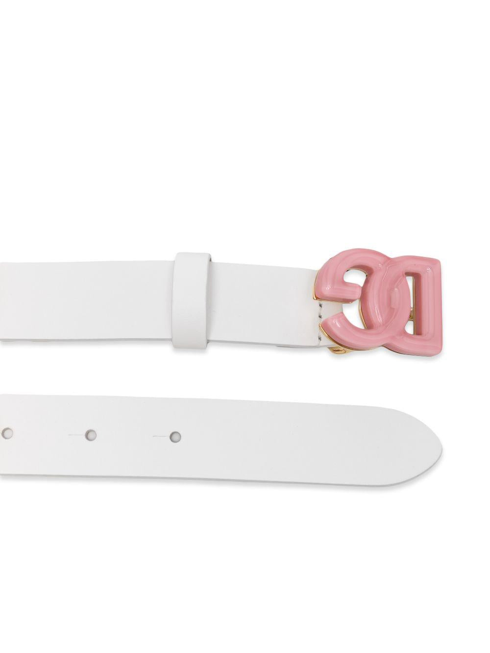 Cintura per bambina Dolce & Gabbana Kids bianca con logo rosa EE0072 A1065 8B913 DOLCE & GABBANA KIDS 