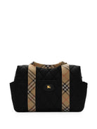 Borsa fasciatoio per neonati Burberry Kids nera in nylon trapuntato con finiture a quadri 8126771 A1189 BURBERRY KIDS 