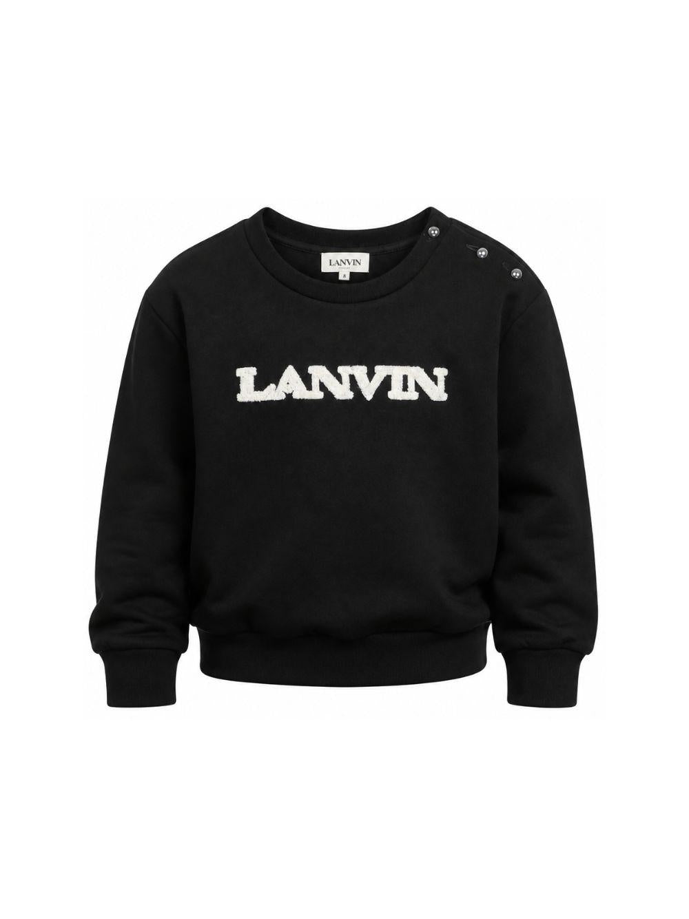 Felpa per bambino Lanvin Kids nera con applicazione logo N30402 09B LANVIN KIDS 