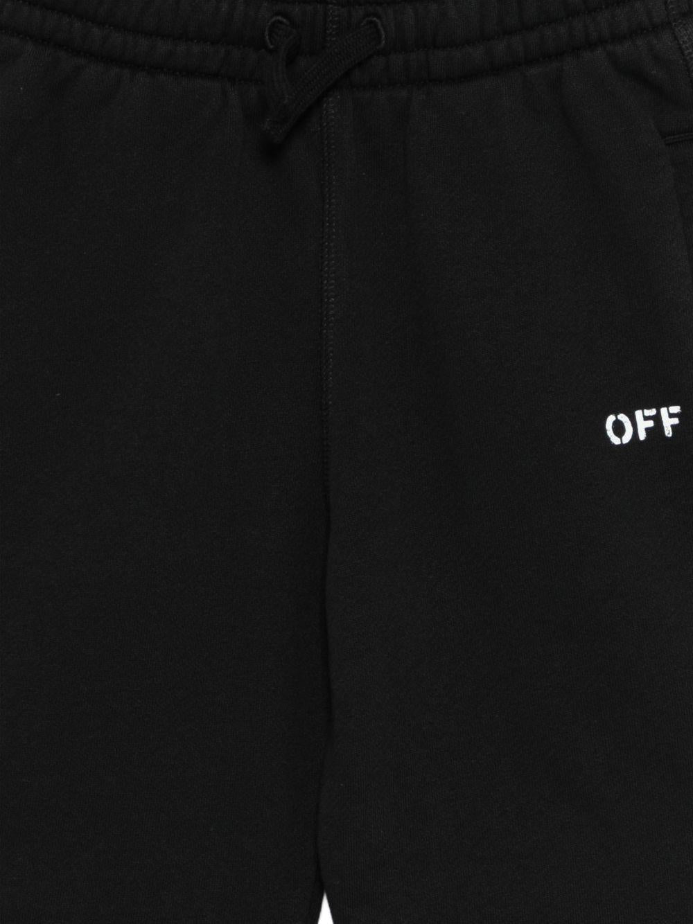 Shorts per bambino Off-White Kids neri con stampa grafica sul retro 44BCI001S26F003 001 OFF WHITE KIDS 