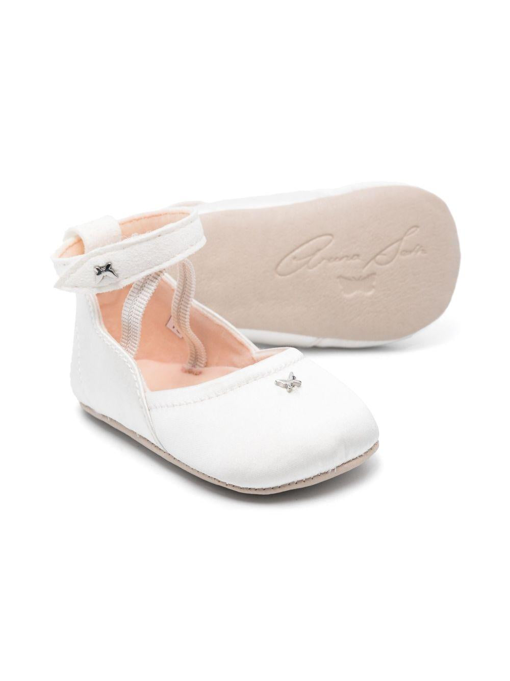 Ballerine primi passi per neonata Aruna Seth Margot bianco con chiusura a strappo alla caviglia MARGOT 020 ARUNA SETH KIDS 