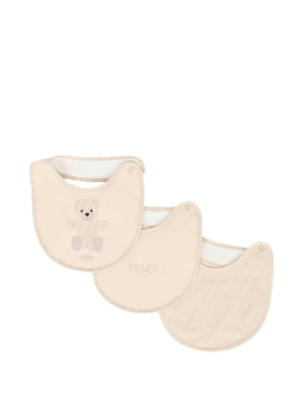 Bavaglini per neonati Fendi Kids beige con motivo con logo FF BUJ307 ST8 F19J5 FENDI KIDS 