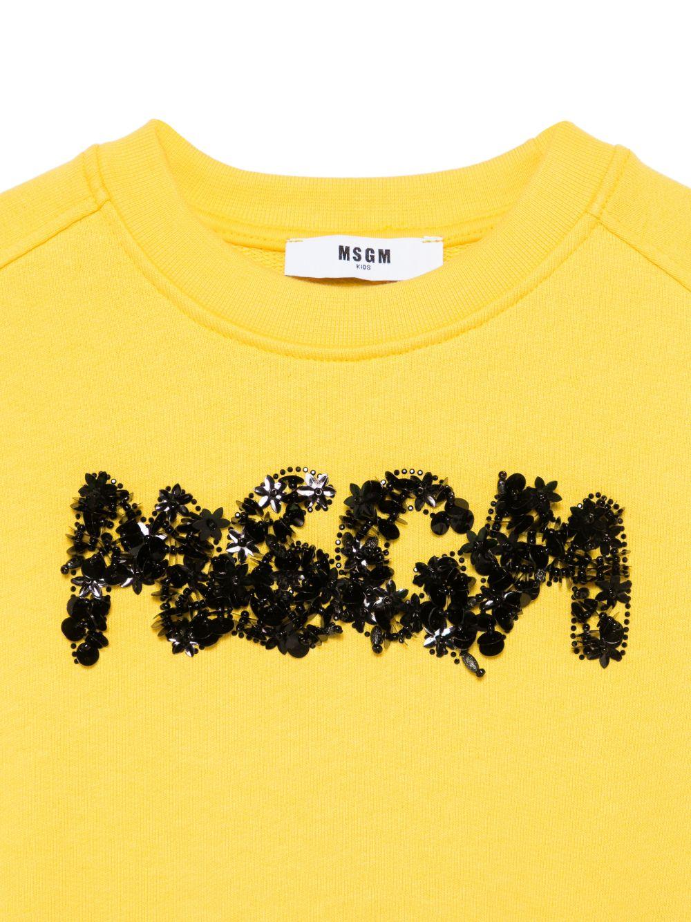 Felpa per bambina MSGM Kids gialla con applicazione logo S6MSJGSW088 MS009 MSGM KIDS 