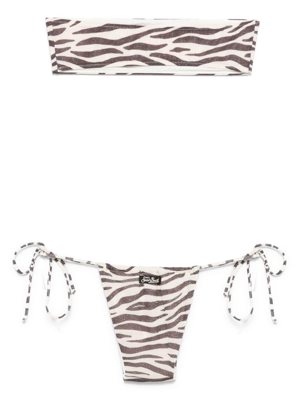 Bikini per donna MC2 Saint Barth Marielle beige con stampa zebrata COIN001 01444H MC2 ST. BARTH 