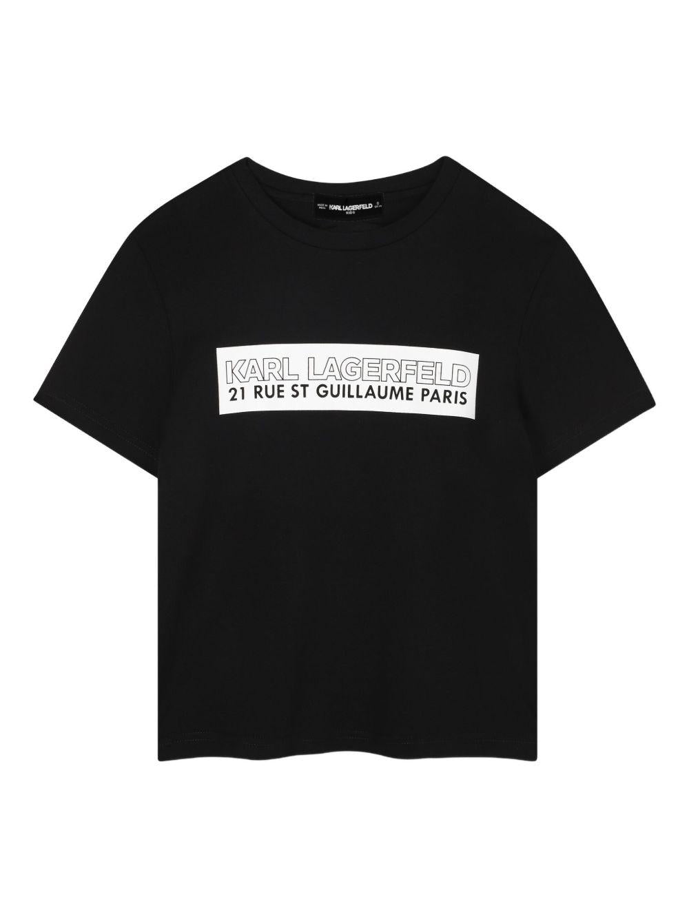 T-shirt per bambino Karl Lagerfeld Kids nero con stampa grafica Z30954 09B KARL LAGERFELD KIDS 