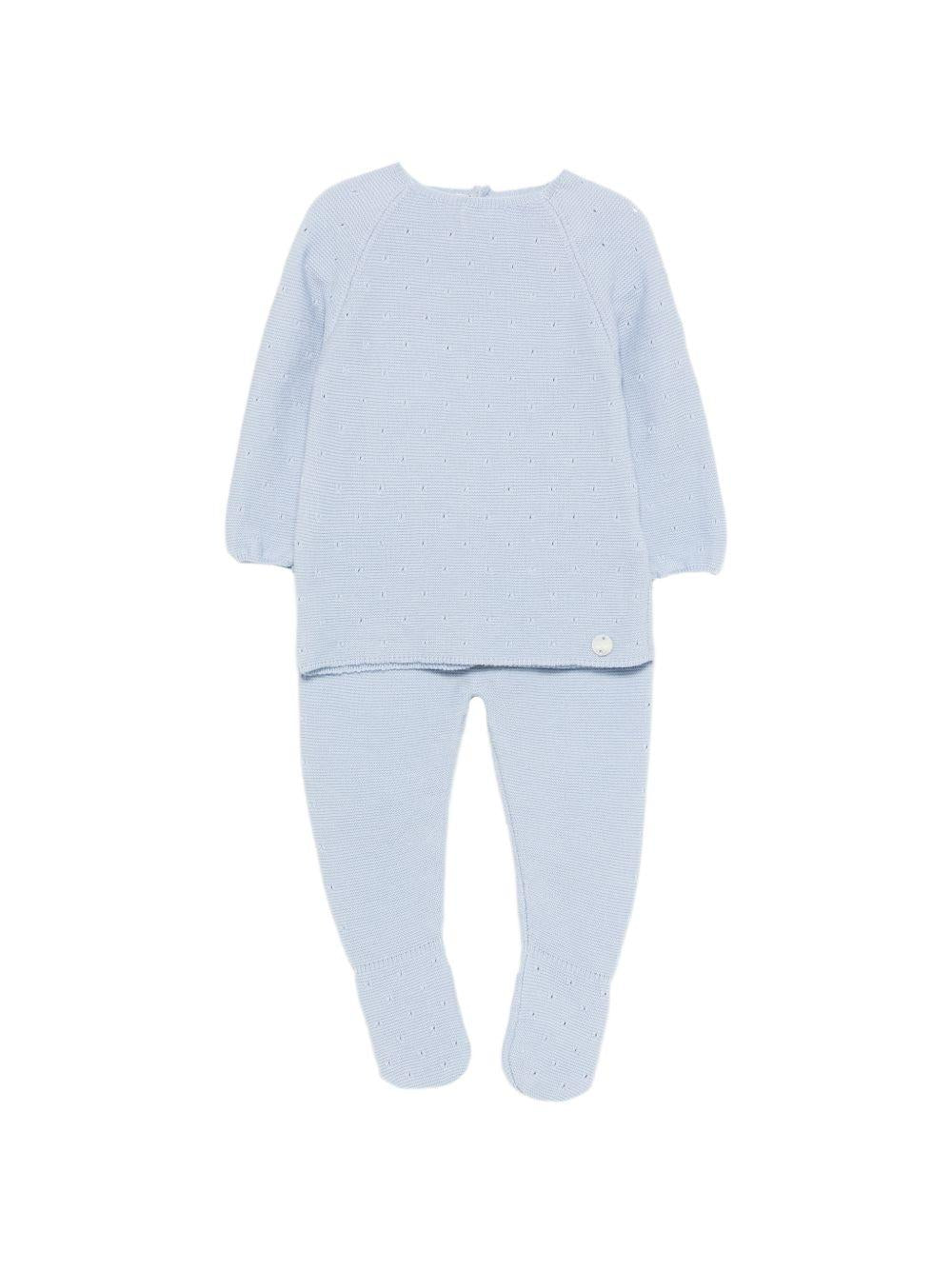 Set maglioncino e pantaloni per neonati Paz Rodriguez blu con lavorazione in pointelle 103-123688 860 PaZ RODRIGUEZ KIDS 