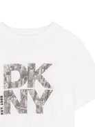 T-shirt per bambino DKNY Kids bianca con stampa logo sul davanti D62543 10P DKNY KIDS 
