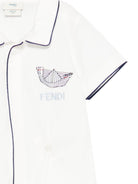 Completo camicia e shorts per neonato Fendi Kids multicolore con logo sul davanti BML166 AVWO F1PEY FENDI KIDS 