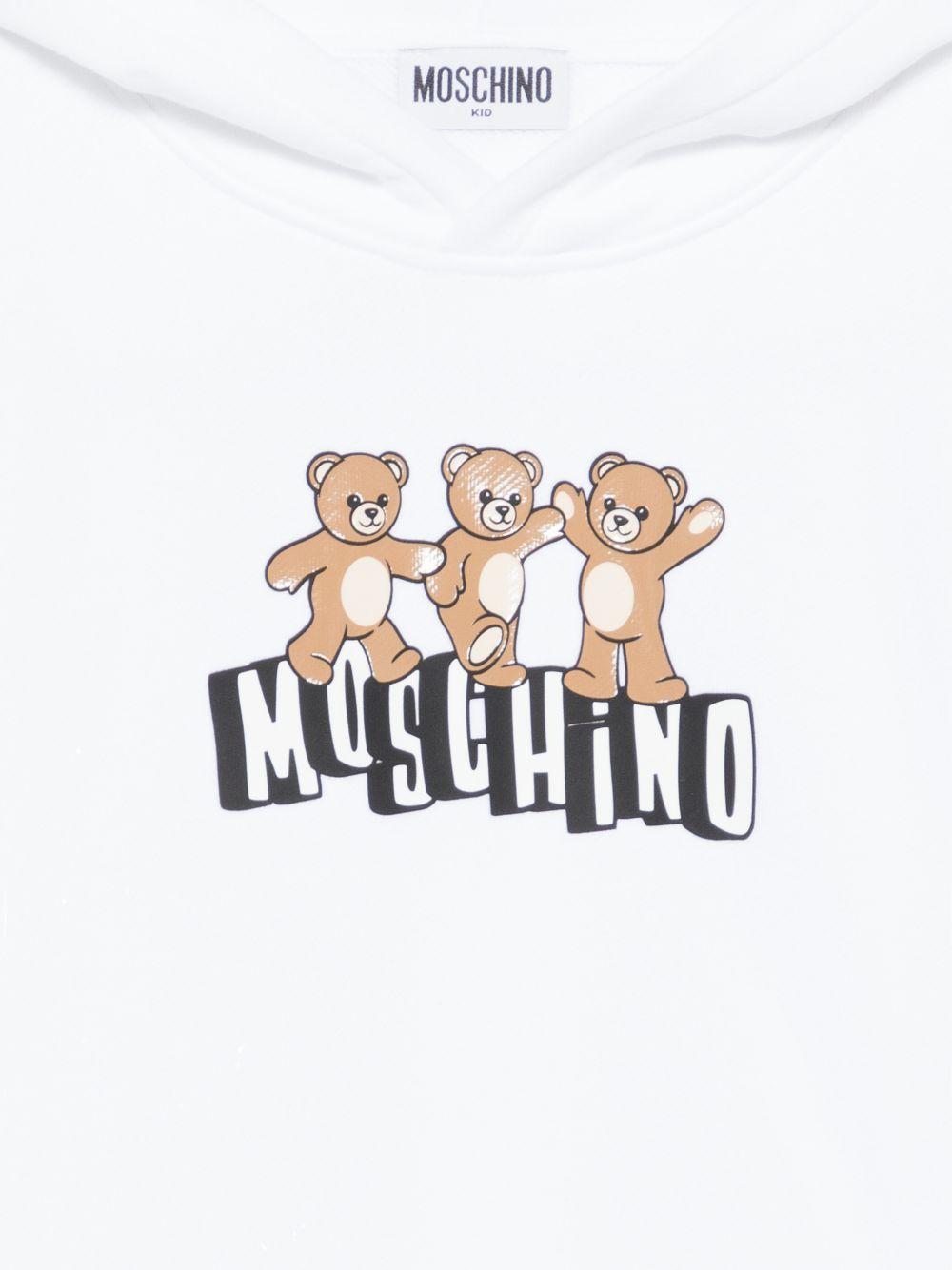 Felpa per bambini Moschino Kids bianchi con tre Teddy Bear HQF07KLCA89 10101 MOSCHINO KIDS 