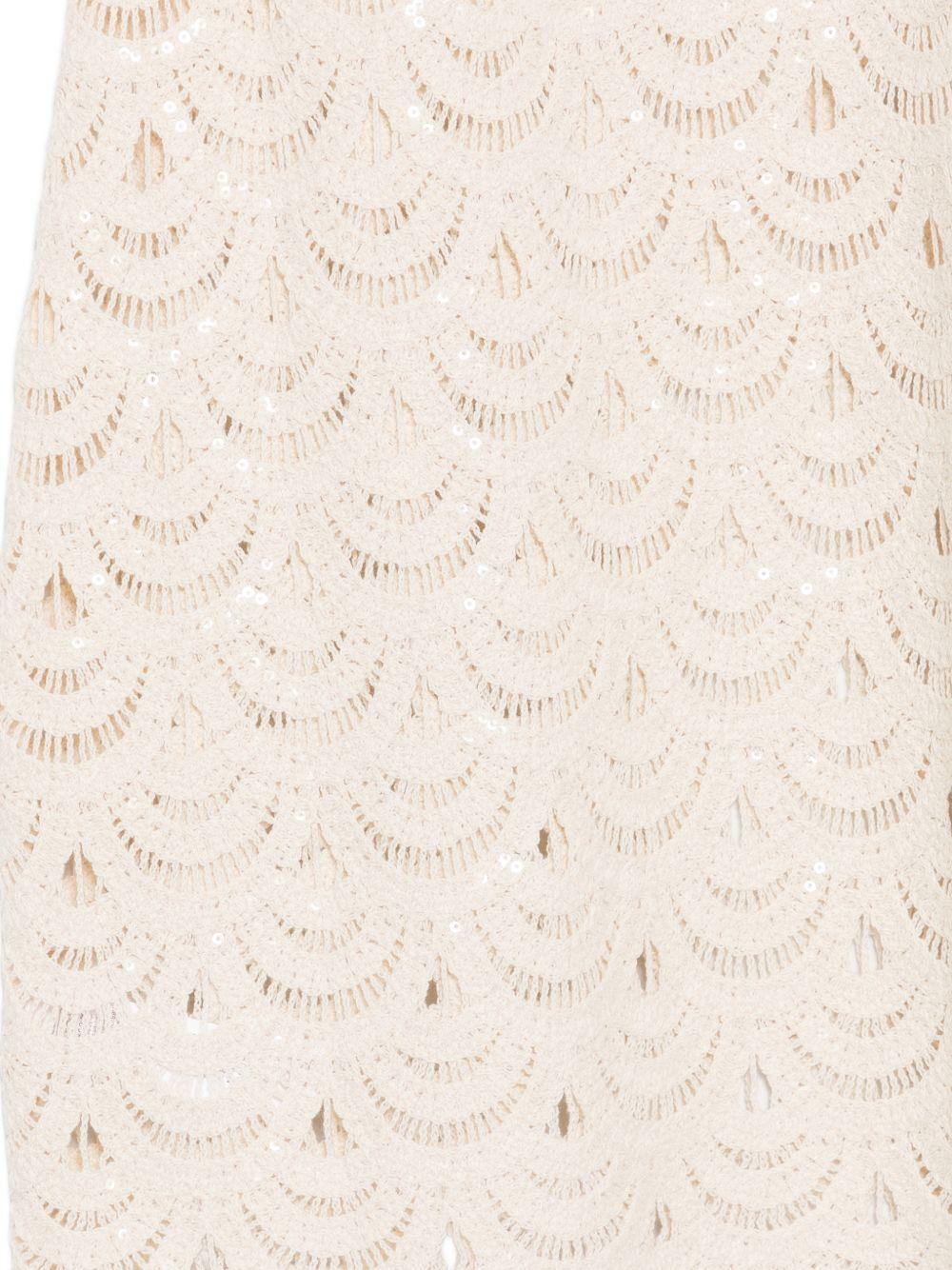 Top all' uncinetto MC2 Saint Barth bianco crema con decorazioni in paillettes RAA0001 01719L MC2 ST. BARTH 