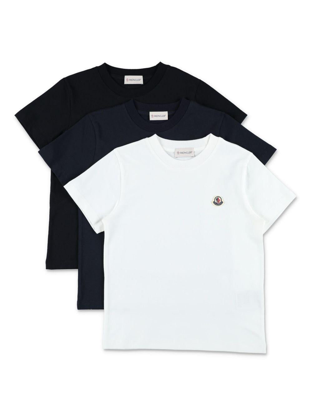 Set di 3 t-shirt per bambino Moncler Enfant multicolore con applicazione logo L19548C0003389AT9 3P1 MONCLER KIDS 