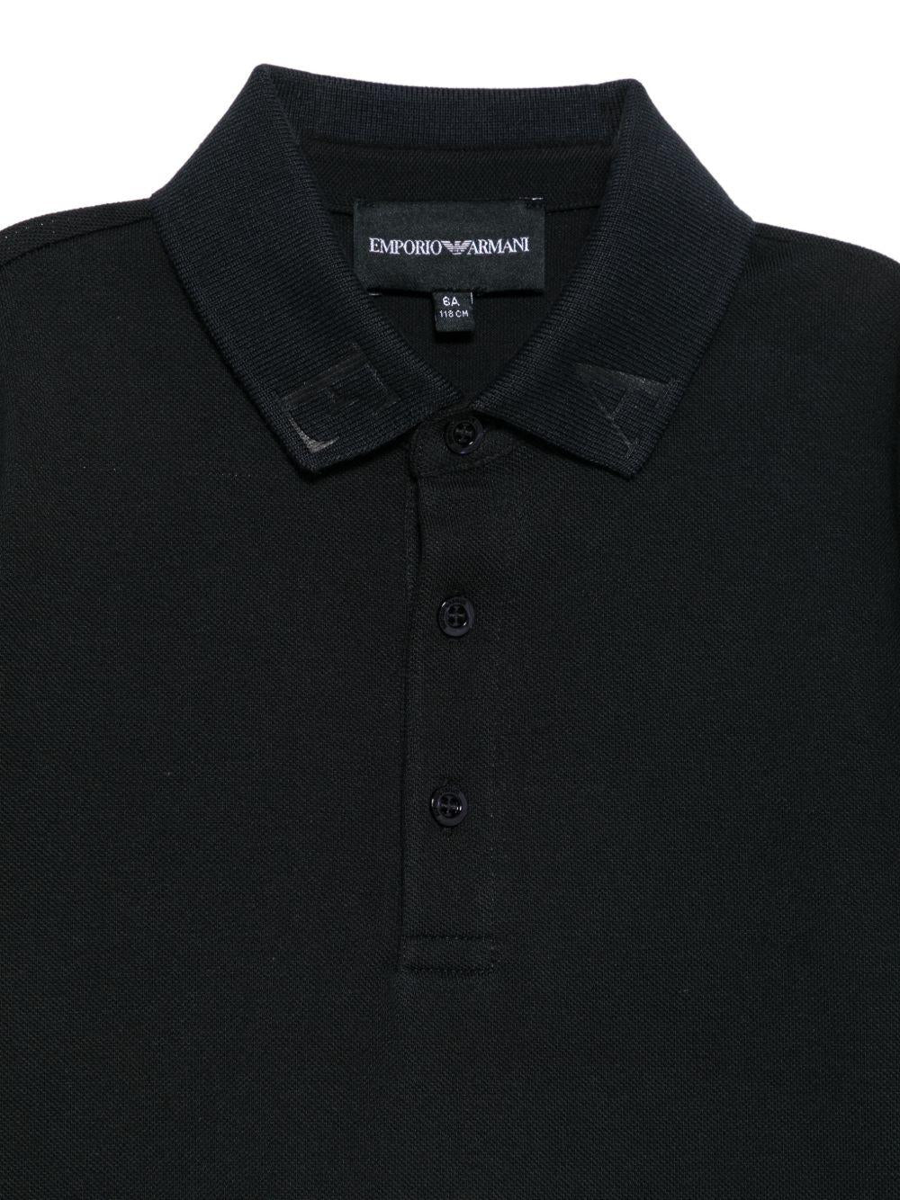 Polo per bambino Emporio Armani Kids nero con abbottonatuira frontale EB001645 AF28486 UB118 EMPORIO ARMANI KIDS 