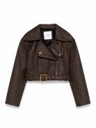 Giacca Chiodo per bambina Pinko Kids marrone con cintura KFGB015CPE021 6024 PINKO KIDS 