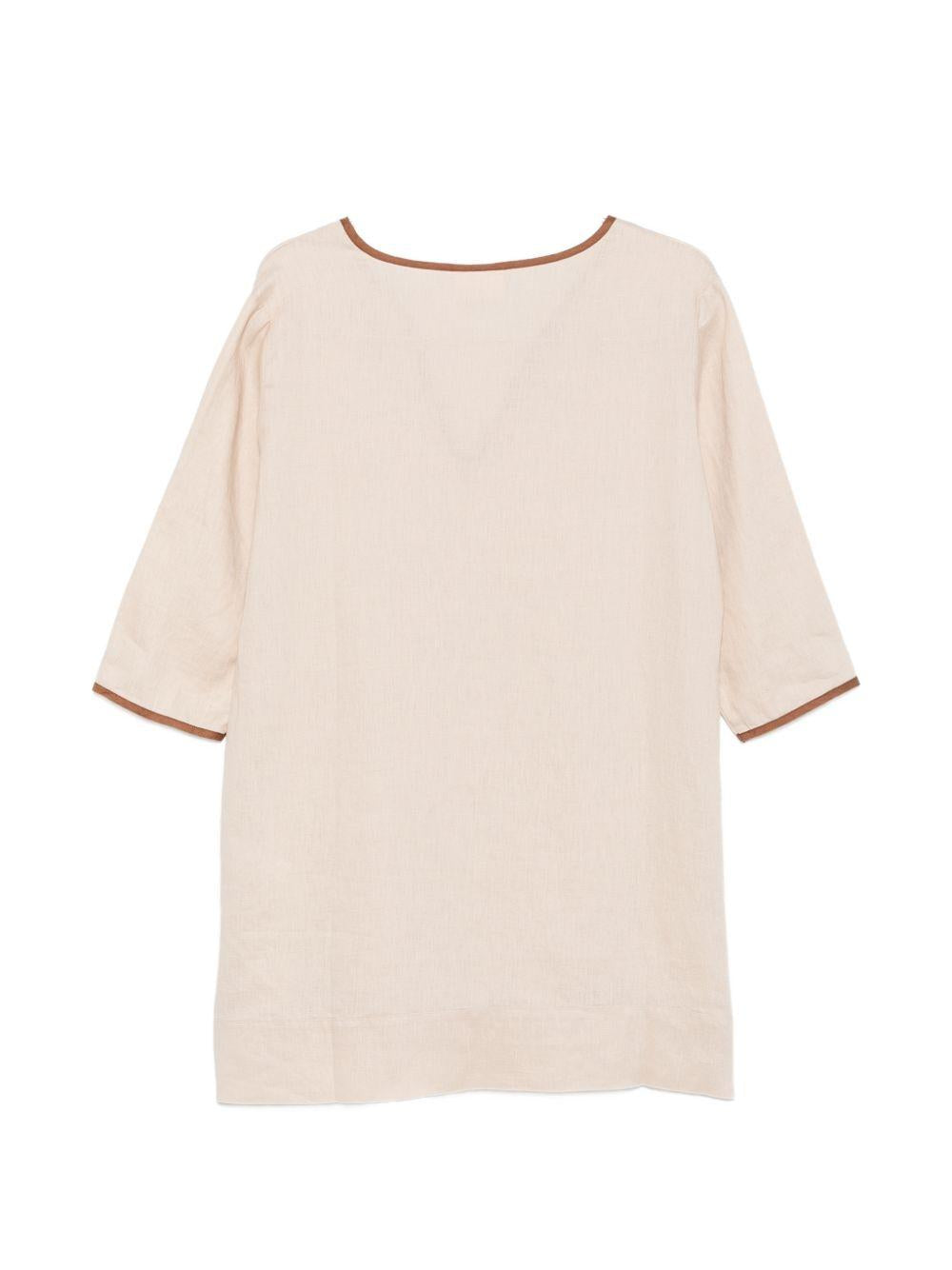 Caftano per donna MC2 Saint Barth beige con scollo a V MHA002 08860L MC2 ST. BARTH 