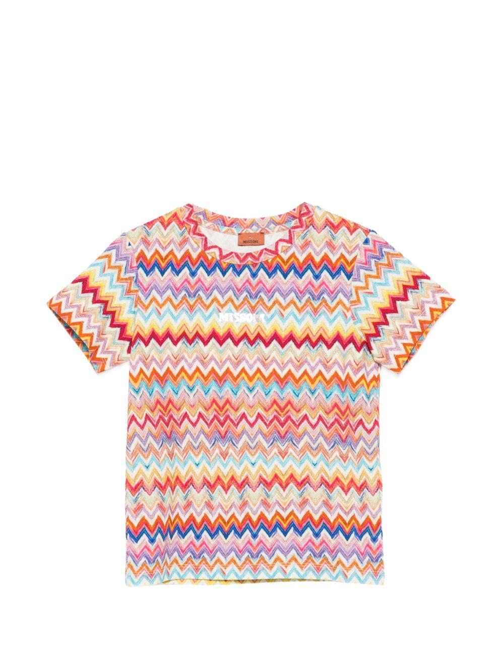 T-shirt per bambina Missoni Kids multicolore con motivo a zig zag MY8A71 Z3756 999 MISSONI KIDS 