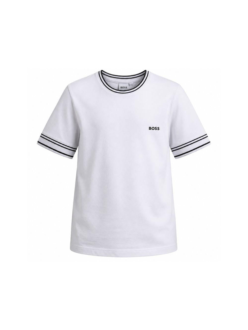 T-shirt per bambino Boss Kids bianco con logo sul petto J52981 10P BOSS KIDS 