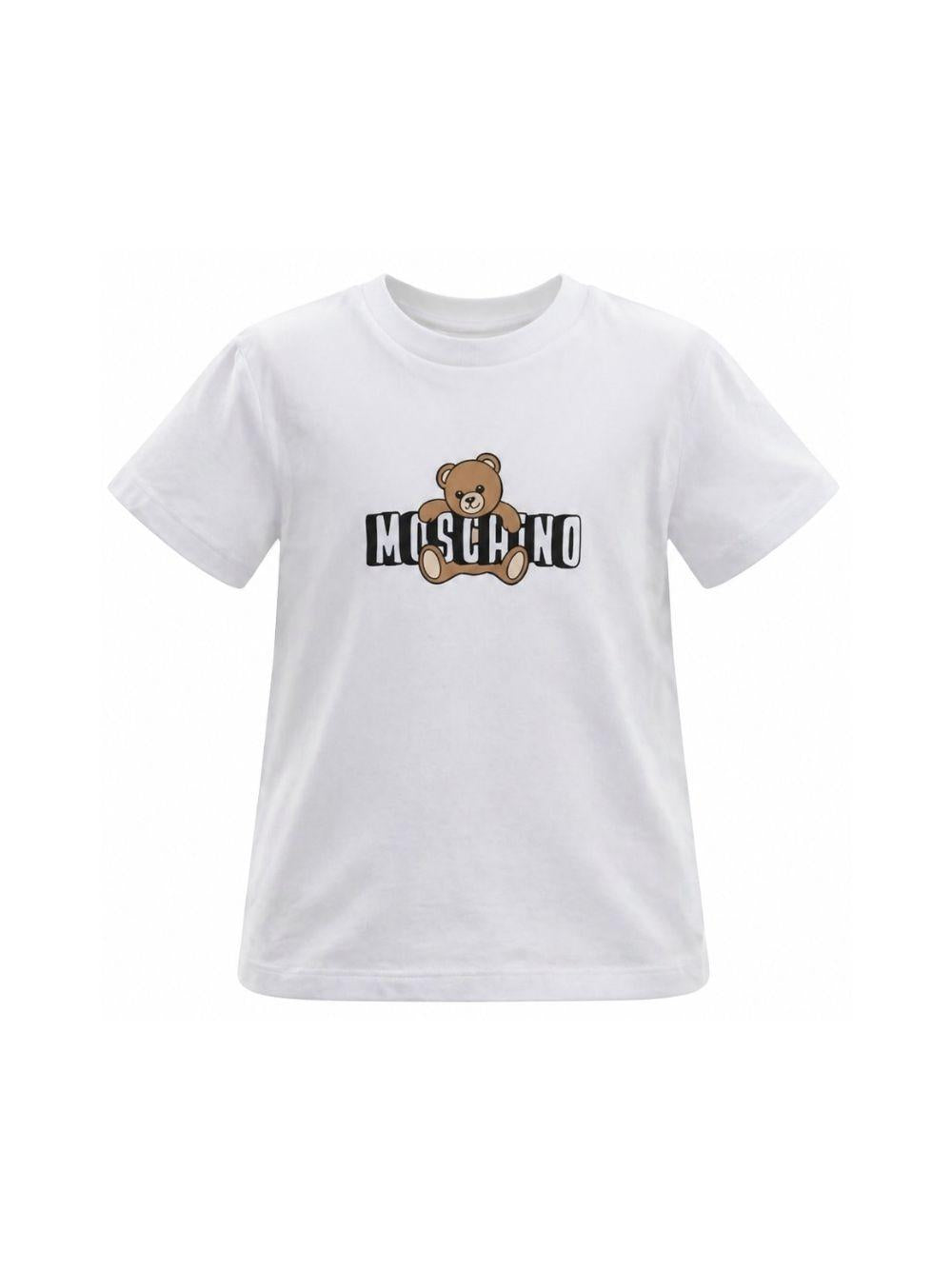 T-shirt da bambino Moschino Kids bianca con stampa orsetto HZM058LAA03 10101 MOSCHINO KIDS 