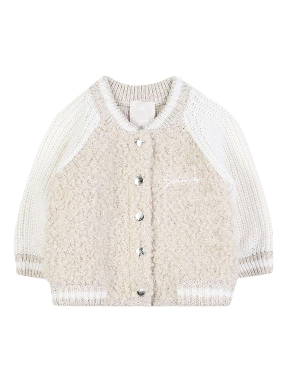 Cardigan per neonata Givenchy Kids beige con design ricamato H31022 184 GIVENCHY KIDS 